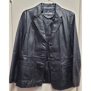 Hittite Everest Corp. Black Genuine Leather Women's Jacket Size Large Euc‎